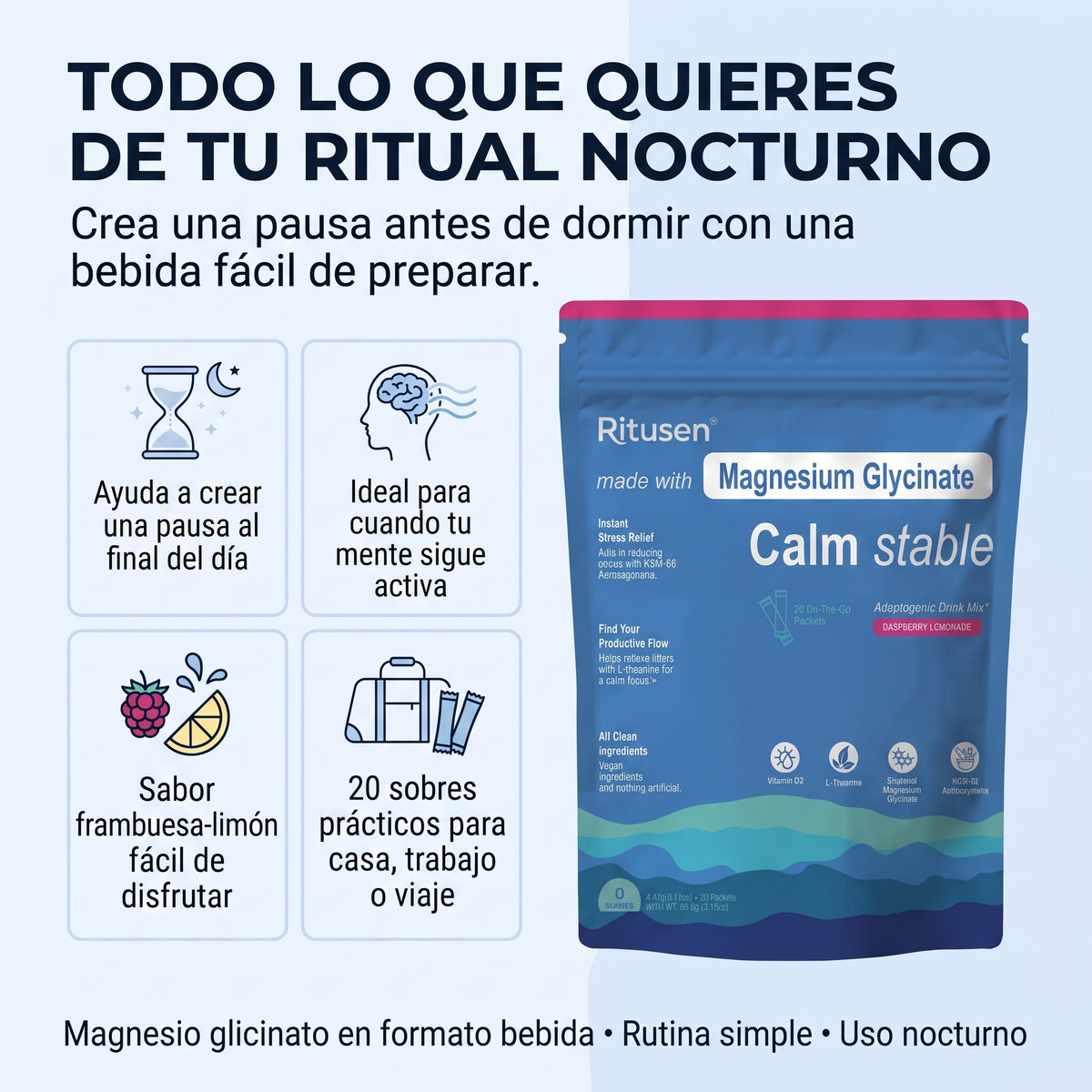 Ritusen Living: Magnesio Ritual Nocturno, Tu rutina de calma antes de dormir